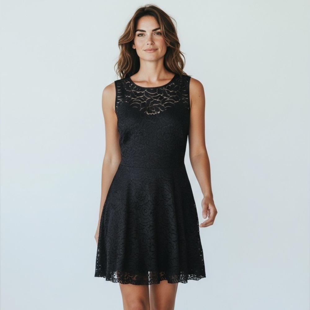 Tommy Hilfiger fit and flare lace ladies line sleeveless dress size 8
